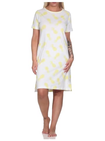 NORMANN Kurzarm Nachthemd Sleepshirt Ananas - 79357 in gelb