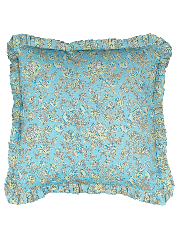 Beliani 1er-Set Dekokissen AMOENA in Blau/Braun/Weiß