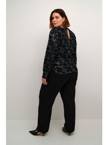 KAFFE curve Langarm-Bluse KCbrit in Black/dark silver sequin