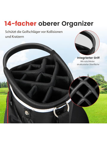 COSTWAY Golfbag leicht mit 14 er Unterteilung in Rot