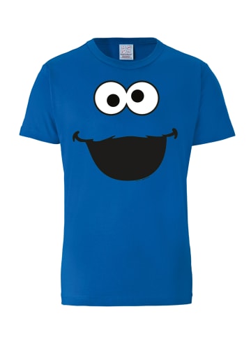 Logoshirt T-Shirt Sesamstraße - Krümelmonster Gesicht in blau