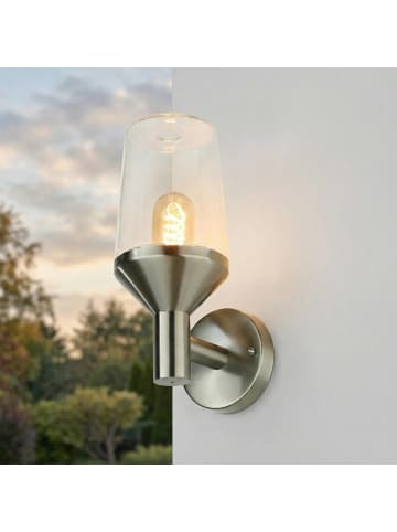 Licht-Erlebnisse Außen Wandlampe (B)12 x (H)29 cm in Edelstahl Klar