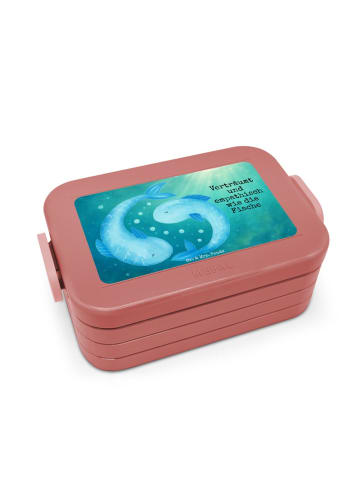 Mr. & Mrs. Panda Bentobox Sternzeichen Fische Design mit Spruch in Rot Pastell