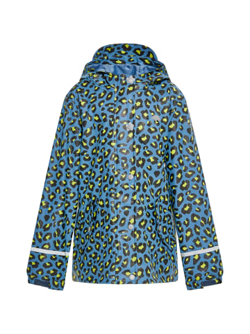 Schmuddelwedda Mädchen (Kids) Regenjacke in Stahlblau Limette Leo