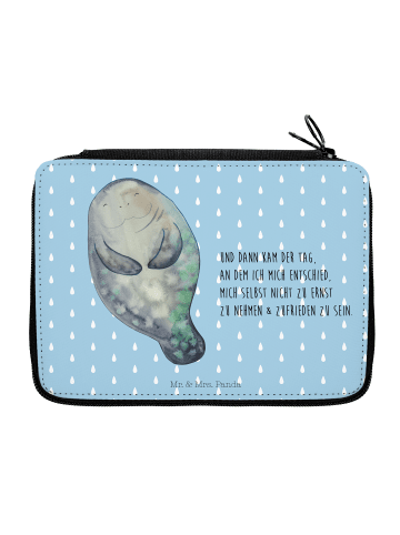 Mr. & Mrs. Panda Etui Seekuh Happy mit Spruch in Blau Pastell