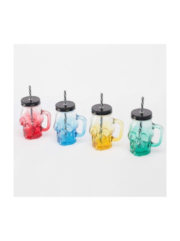 relaxdays 4 x Trinkgläser "Totenkopf" in Bunt - 500 ml