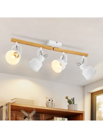 ZMH Deckenleuchte in Weiß 4-flammige E14 Vintage Holzmaserung MAX.25W