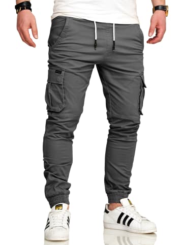 SOUL STAR Cargohose - S2LOM Chino Jogger Jeans Hose Stoffhose Freizeithose in Dunkelgrau