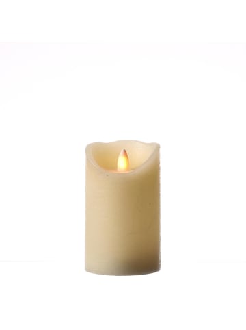 MARELIDA LED Kerze Glow glimmende Flamme Echtwachs D: 7,5cm H: 12,5cm in creme