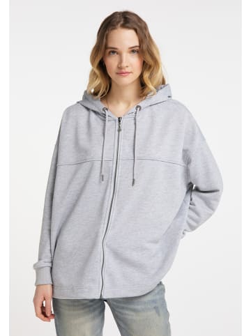 DreiMaster Damen Oversize Zip Hoodie in Grau Melange