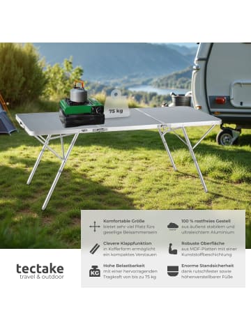 tectake Aluminium-Camping-Klapptisch, Maße: 180 x 70 x 70,5 cm, klappbar