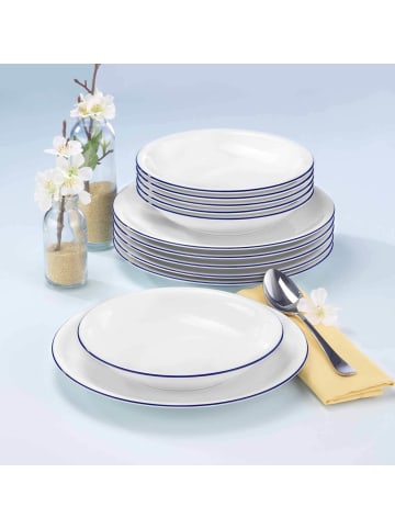 Seltmann Weiden 16er Set Tafelservice Compact Blaurand in weiß-blau