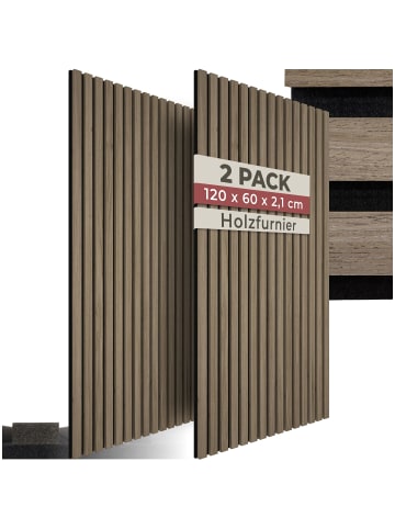 tectake Akustikpaneele aus MDF und Echtholzfurnier - Eiche dunkel