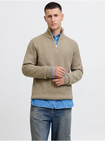 Jack & Jones Sweatshirt mit halbem Reißverschluss in Crockery