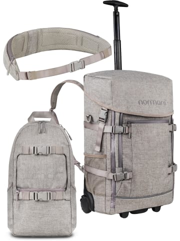 normani Rucksack mit Trolleyfuktion, 8L Rucksack und Hüftgurt in Beige