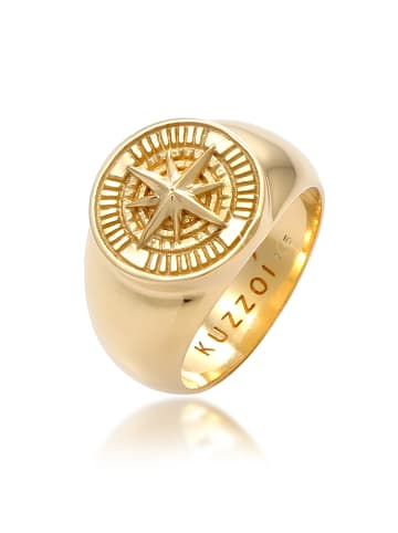 KUZZOI Ring 925 Sterling Silber Kompass in Gold