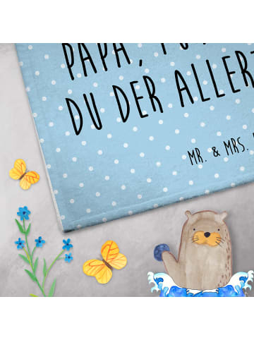 Mr. & Mrs. Panda Handtuch Bären mit Hut mit Spruch in Blau Pastell