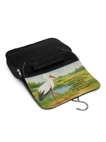 Mr. & Mrs. Panda Make-Up Tasche Storch Design mit Spruch in Weiß
