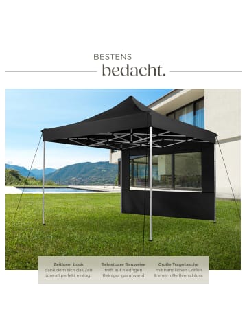 tectake Aluminium Pavillon Olivia inklusive Spannseilen, Heringen und Tragetasche, schwa