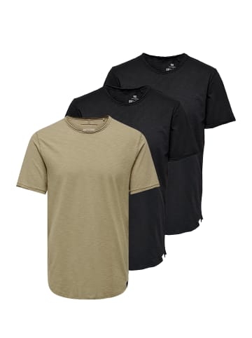 ONLY & SONS T-Shirt ONSBENNE in Schwarz / schwarz / beige
