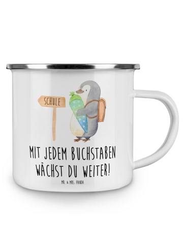Mr. & Mrs. Panda Emaille Tasse Schulanfang Inspiration mit Spruch in Weiß