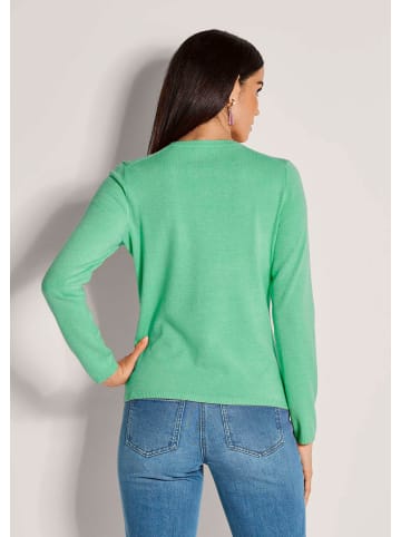 MADELEINE Leichtes Feinstrick-Oberteil mir Rundhals in smaragd / melange