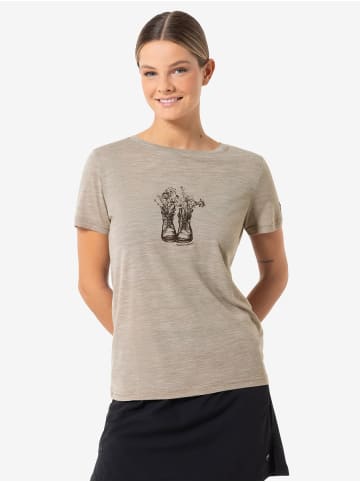 super.natural Merino T-Shirt W FLOWER BOOTS TEE in Grau