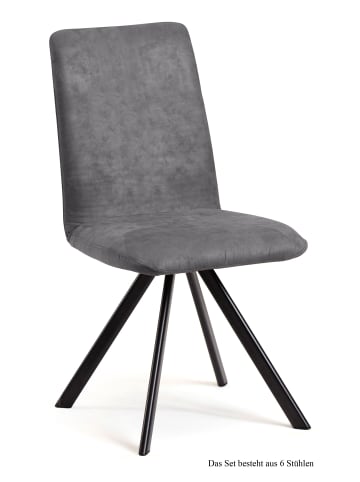 58 aufm Kessel ESSZIMMERSTUHL (6er-Set) Datja 47x92x60 Schwarz/Grau