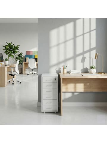 relaxdays Rollcontainer in Weiß - (B)28 x (H)69 x (T)41 cm