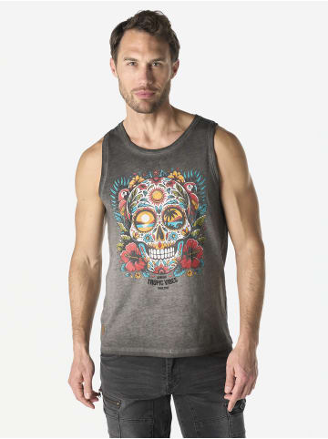 KOROSHI Herren baumwolle print tanktop in grau