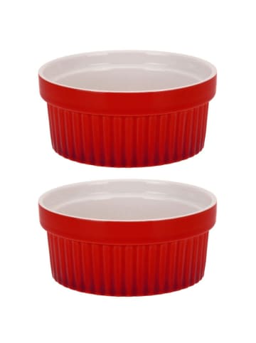 Excellent Houseware Bunte Keramikschalen in Rot, (B) 11 x (H) 5 x (L) 11 cm