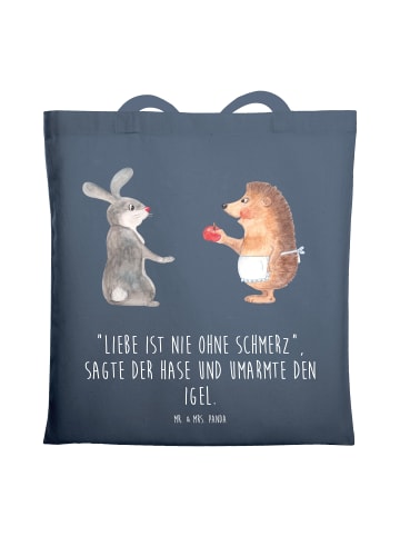 Mr. & Mrs. Panda Strandtasche Hase Igel mit Spruch in Indigo Blue