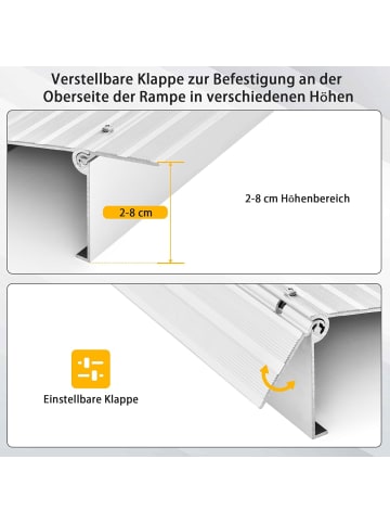 COSTWAY Türschwellenrampe 8,5 cm Höhe in Silber