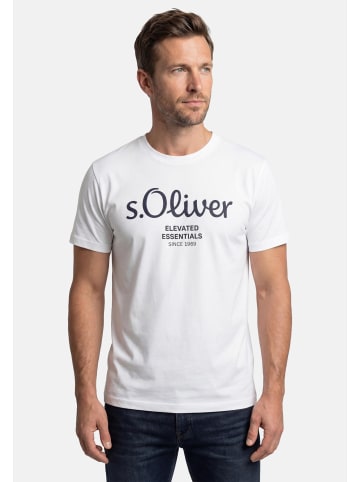S. Oliver T-Shirt Basic in Weiß / schwarz