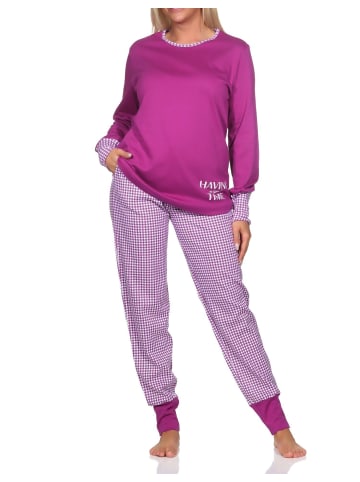 NORMANN Schlafanzug Bündchen Kuschel interlock - 81887 in lila
