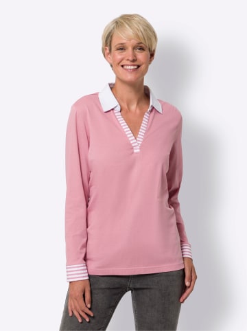 Sieh an! Langarmshirt in altrosa-weiß