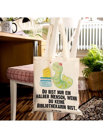Mr. & Mrs. Panda Umhängetasche Bibliothekarin Herz mit Spruch in Creme