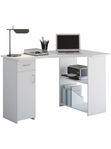 VCM  Holz Eckschreibtisch Schreibtisch Bürotisch Linzia in Weiß