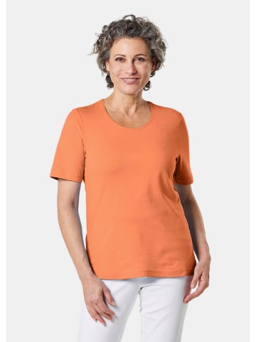 GOLDNER Kurzgröße:  Basic Baumwollshirt mit kurzem Arm in apricot