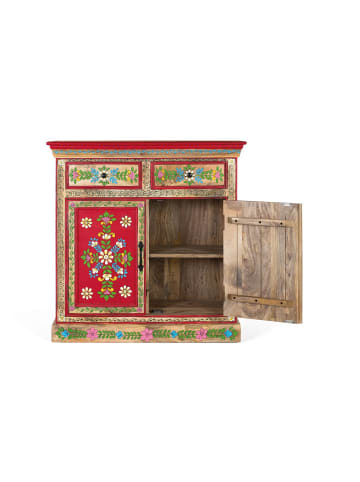 Giner y Colomer Handbemaltes Sideboard aus Mangoholz mit 2 Schubladen und Türen in Multicolored