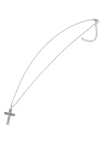 Adeliás Herren Halskette mit Anhänger – Kreuz aus Edelstahl in silber