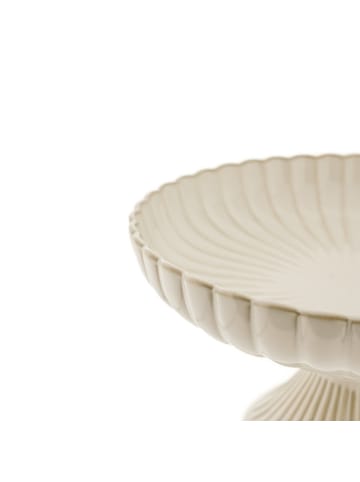 Almina Bloomy Servierschale ø28 cm, mit Fuß & floraler Struktur - elegant in Creme