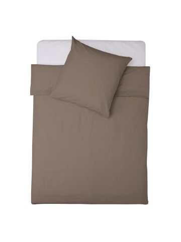 Lumaland Premium Bettwäsche 155x200cm taupe + Kissenbezug 80x80cm Braun