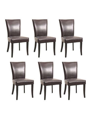 MCW 6er-Set Esszimmerstuhl Edinburgh, Kunstleder, braun, dunkle Beine