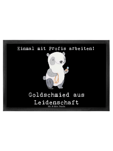 Mr. & Mrs. Panda Schmutzmatte Goldschmied Leidenschaft mit Spruch in Schwarz