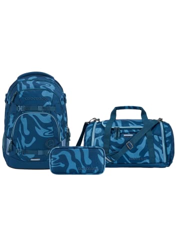 Coocazoo Schulrucksack-Set MATE Breaking Waves 3-teilig in Blau