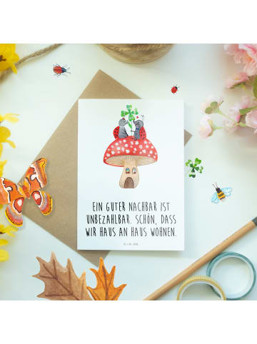 Mr. & Mrs. Panda Glückwunschkarte Guter Nachbar mit Spruch in Weiß