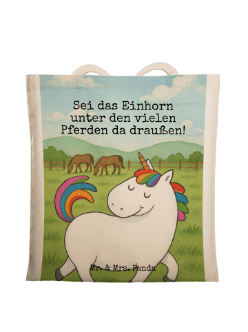 Mr. & Mrs. Panda Tasche Einhorn Stolzieren Design mit Spruch in Weiß