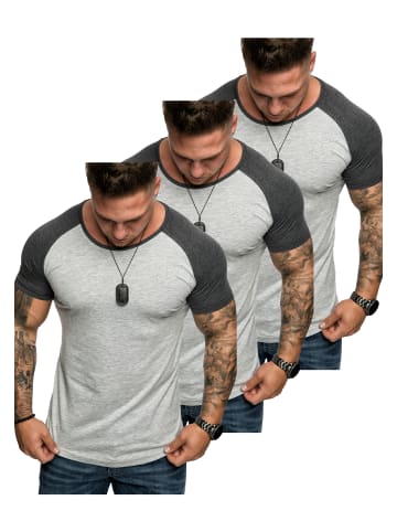 Amaci&Sons 3er-Pack T-Shirts 3. OMAHA in (3x Grau/Anthrazit)