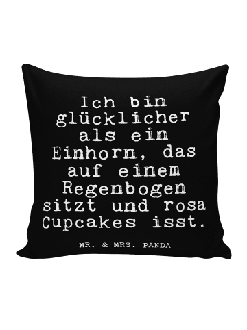 Mr. & Mrs. Panda Kissen Ich bin glücklicher als... mit Spruch in Schwarz